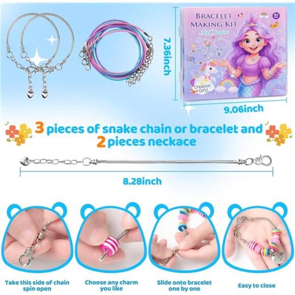 Girls Charm Bracelet Making Kit - 1400+ Pcs Jewelry Making Kit for Kids with - Picture 4 of 7